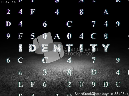 Image of Protection concept: Identity in grunge dark room