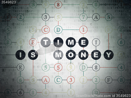 Image of Timeline concept: Time Is money on Digital Paper background