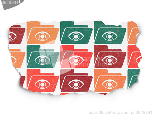 Image of Business concept: Folder With Eye icons on Torn Paper background
