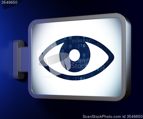 Image of Protection concept: Eye on billboard background