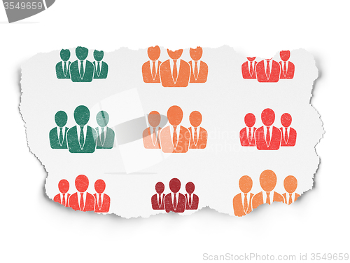 Image of Business concept: Business People icons on Torn Paper background