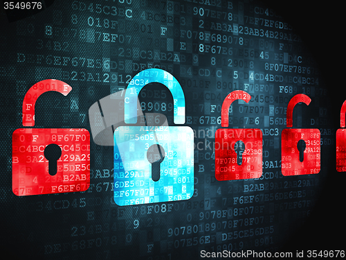 Image of Security concept: Locks on digital background