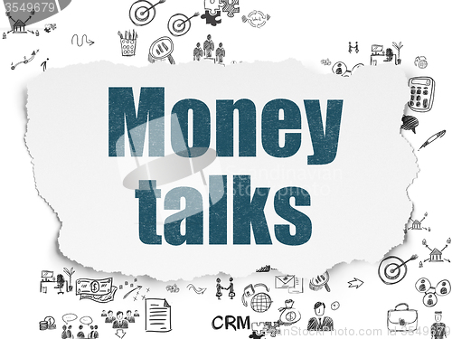 Image of Finance concept: Money Talks on Torn Paper background