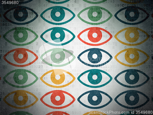 Image of Safety concept: Eye icons on Digital Paper background