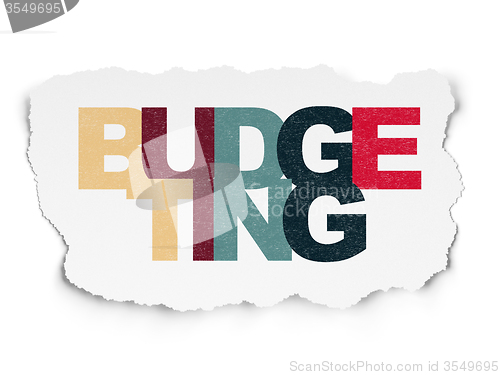 Image of Finance concept: Budgeting on Torn Paper background