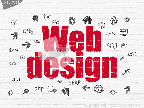 Image of Web development concept: Web Design on wall background