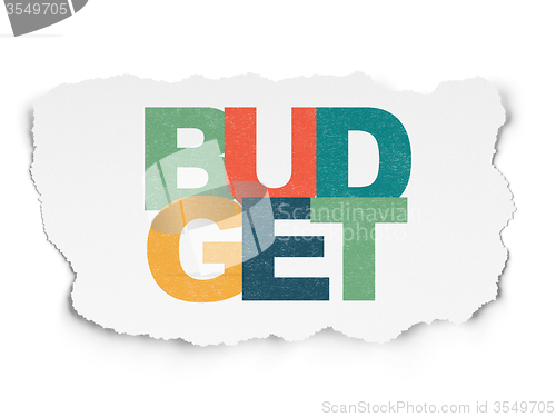 Image of Currency concept: Budget on Torn Paper background