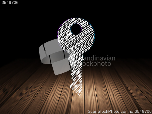 Image of Protection concept: Key in grunge dark room