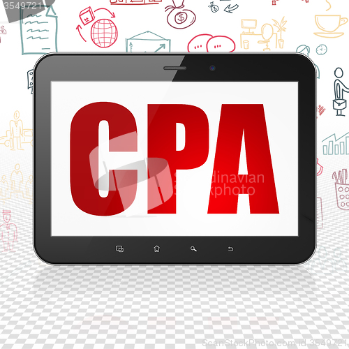 Image of Business concept: Tablet Computer with CPA on display