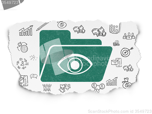 Image of Business concept: Folder With Eye on Torn Paper background