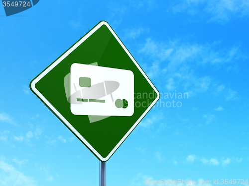 Image of Banking concept: Credit Card on road sign background