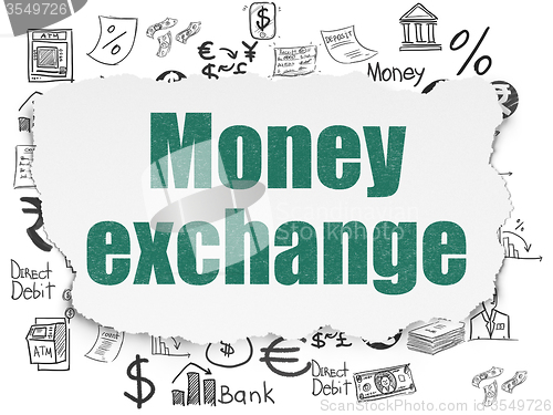 Image of Currency concept: Money Exchange on Torn Paper background