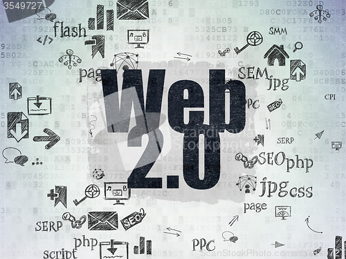 Image of Web design concept: Web 2.0 on Digital Paper background