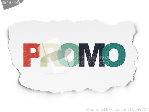 Image of Marketing concept: Promo on Torn Paper background