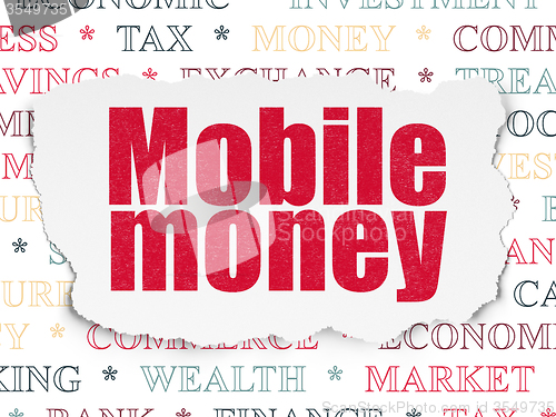 Image of Banking concept: Mobile Money on Torn Paper background