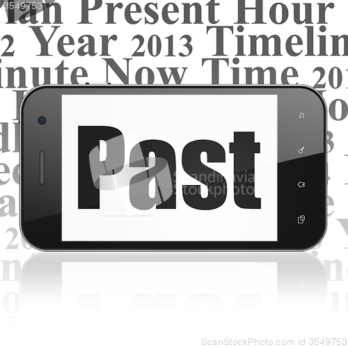 Image of Time concept: Smartphone with Past on display