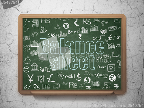 Image of Currency concept: Balance Sheet on School Board background