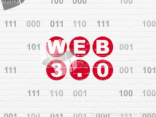Image of Web development concept: Web 3.0 on wall background