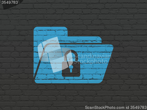 Image of Finance concept: Folder With Lock on wall background