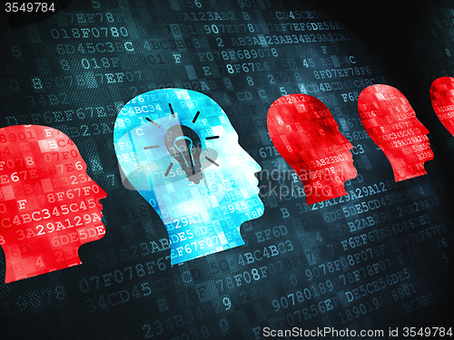 Image of Finance concept: Head With Lightbulb on digital background