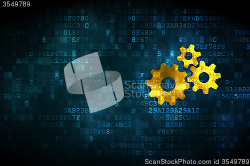 Image of Marketing concept: Gears on digital background