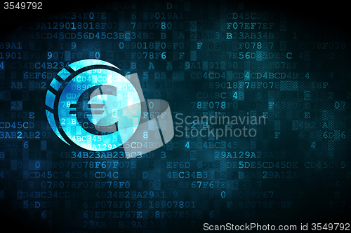 Image of Money concept: Euro Coin on digital background