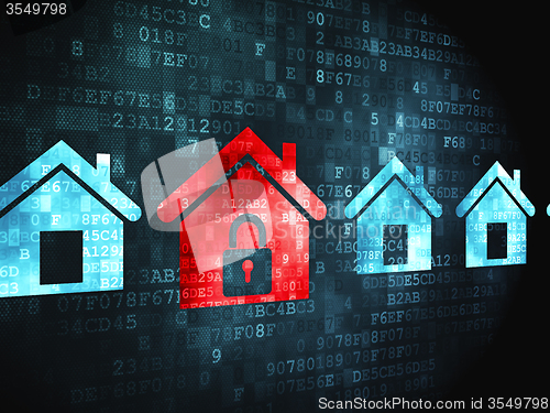 Image of Protection concept: Home on digital background