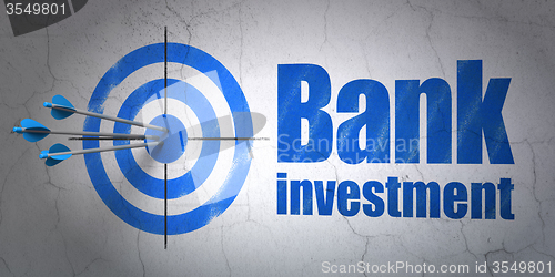 Image of Currency concept: target and Bank Investment on wall background