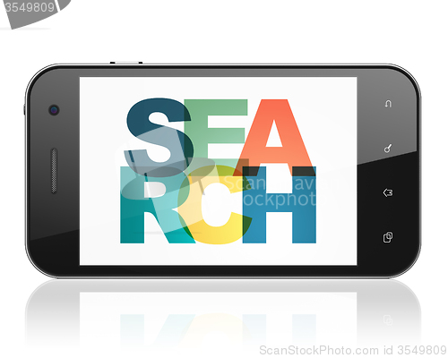Image of Web development concept: Smartphone with Search on  display