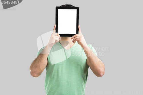 Image of Showing something on tablet