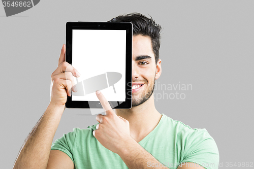 Image of Showing something on tablet