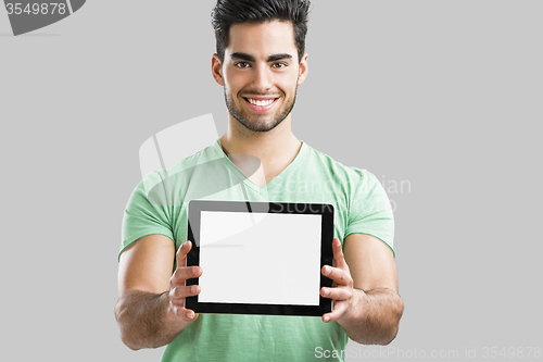 Image of Showing something on tablet