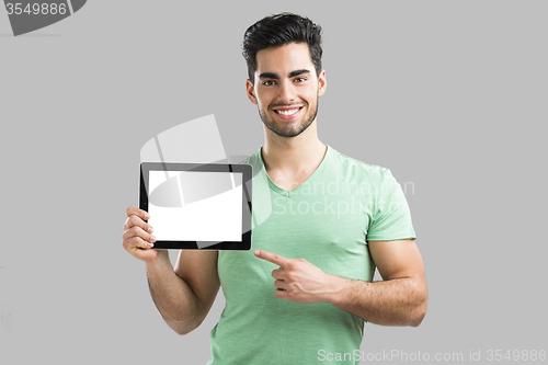 Image of Showing something on tablet