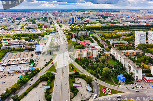 Image of Aerial view on Permyakova street. Tyumen. Russia