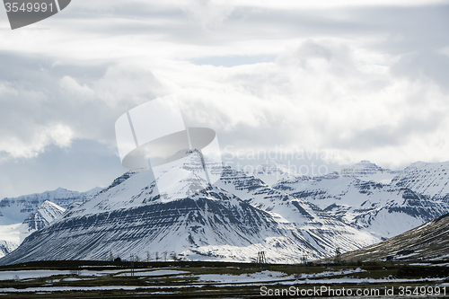 Image of Snowy volcano mountain landscape in Iceland