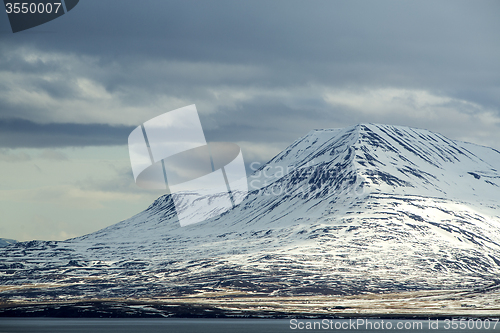 Image of Snowy volcano mountain landscape in Iceland