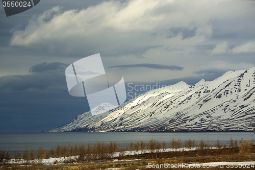 Image of Snowy volcano mountain landscape in Iceland