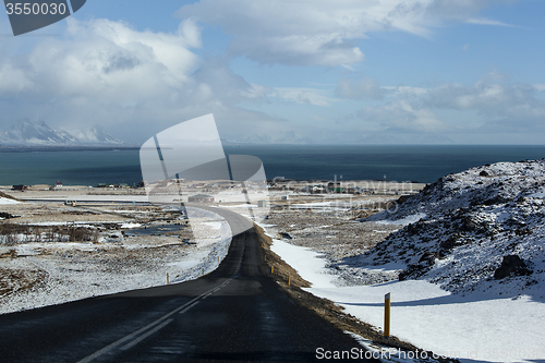 Image of Snowy road in wintertime