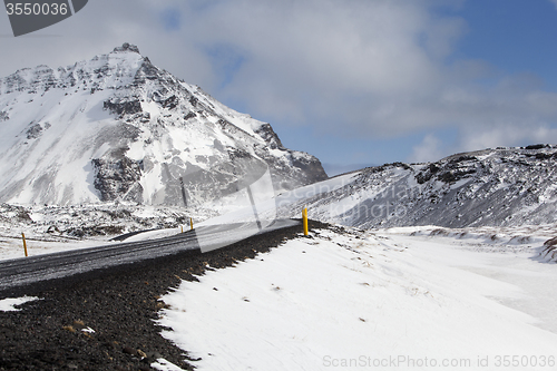 Image of Snowy road in wintertime