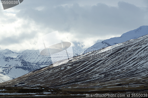 Image of Snowy volcano mountain landscape in Iceland