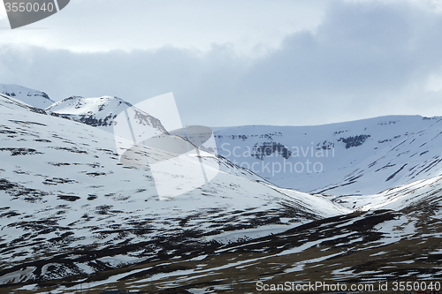 Image of Snowy volcano mountain landscape in Iceland