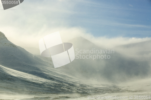 Image of Snow-covered volcanic mountain landscape