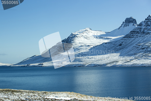 Image of Snow-covered volcanic mountain landscape