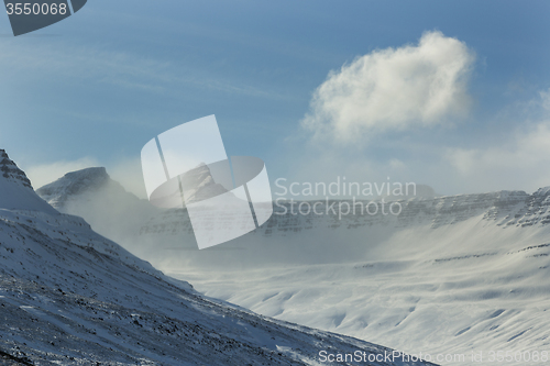 Image of Snowy mountain landscape in Iceland