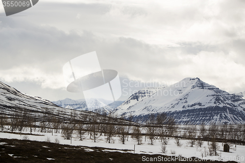 Image of Snowy volcano mountain landscape in Iceland