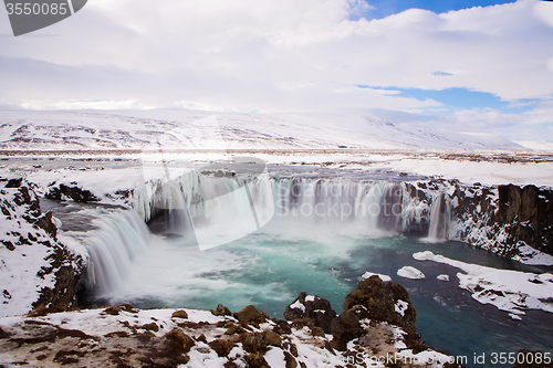 Image of Waterfall Godafoss in wintertime, Iceland