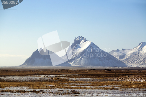 Image of Snowy mountain landscape in Iceland