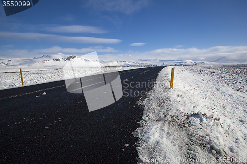 Image of Snowy road in wintertime