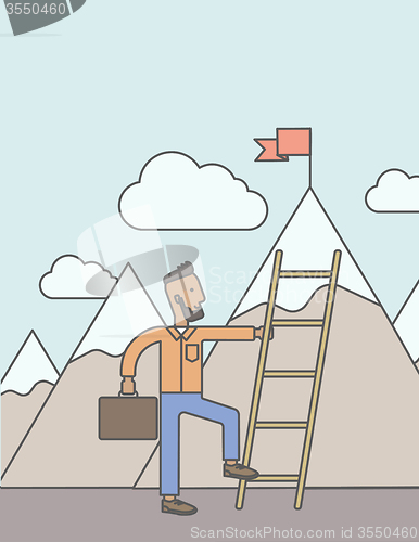 Image of Man climbing the ladder.