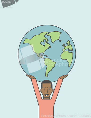 Image of Businessman with globe.